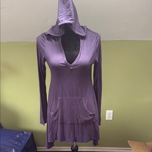 Purple Hooded Long Sleeve Tunic